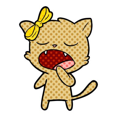 vektör çizim karikatür esneme kedi