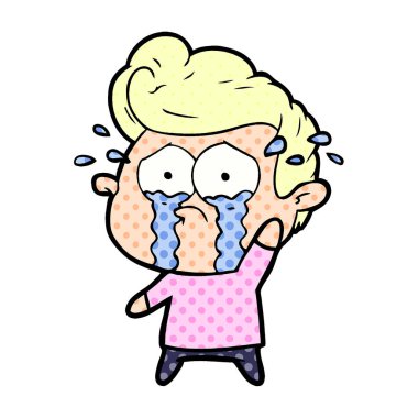 adam ağlıyor çizgi film vektör çizim