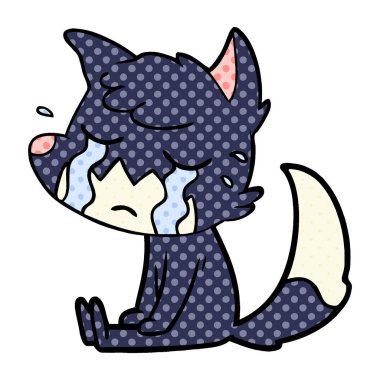 Tilki çizgi film ağlama vektör çizim