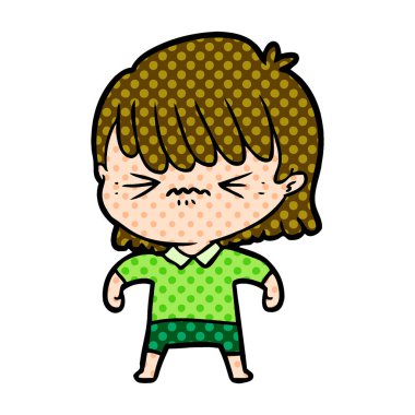 rahatsız çizgi film kız vektör çizim