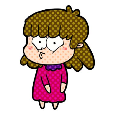 vektör çizim karikatür kız ıslık