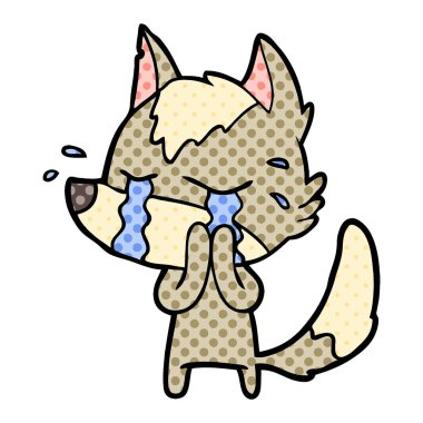 vektör çizim karikatür ağlayan kurt