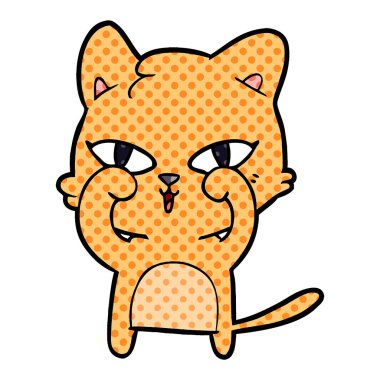 Gözlerini ovuşturarak karikatür kedi