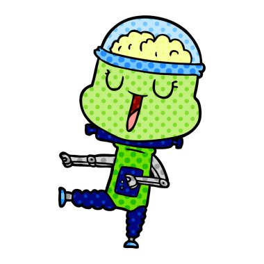 mutlu karikatür robot vektör çizim