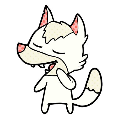 vektör çizim karikatür kurt gülen