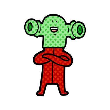 Dostu karikatür uzaylı vektör çizim