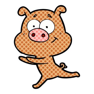 mutlu karikatür domuz vektör çizim