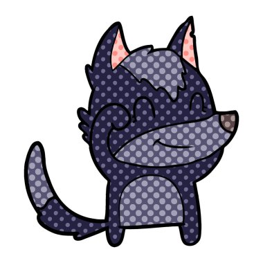 vektör çizim dostu karikatür kurt