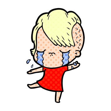 Ağlayan kızın vektör çizimi