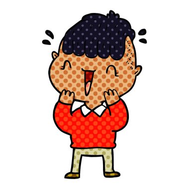 karikatür mutlu çocuk şaşırmış