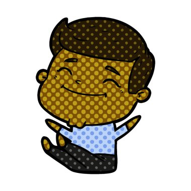 mutlu çizgi film adam vektör çizim