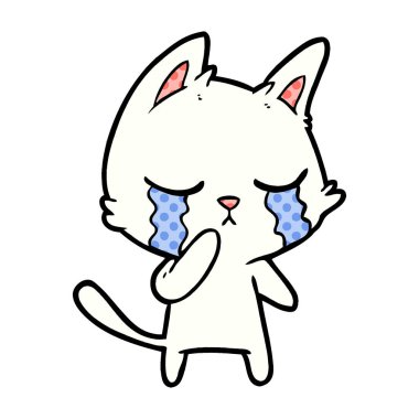 vektör çizim karikatür kedi ağlama