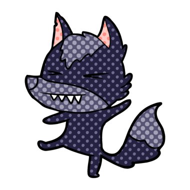 vektör çizim öfkeli wolf çizgi film