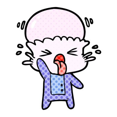 tiksinti çizgi film uzaylı vektör çizim