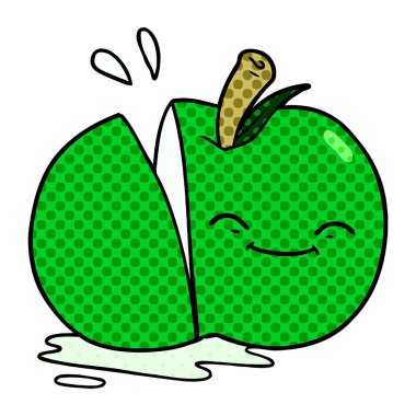 vektör çizim karikatür dilimlenmiş elma