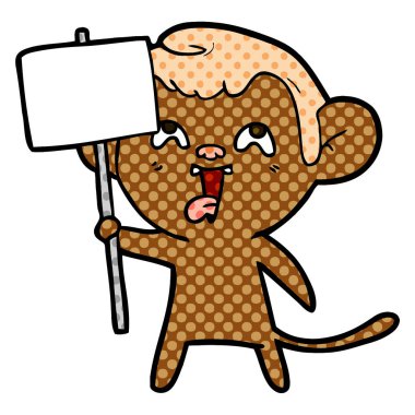 deli karikatür maymun işareti ile