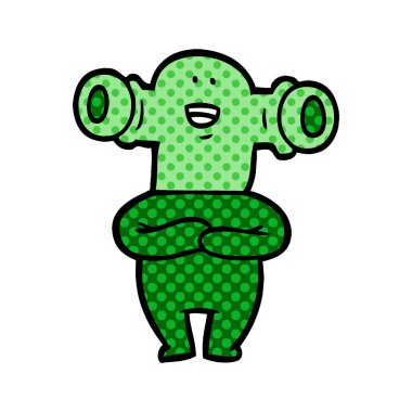 Dostu karikatür uzaylı vektör çizim