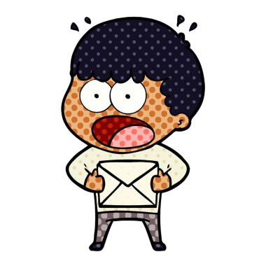 şok adam zarf holding karikatür