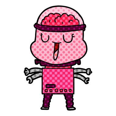 mutlu karikatür robot vektör çizim