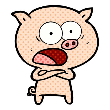 vektör çizim karikatür domuz bağırarak