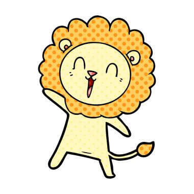 Aslan karikatür gülen vektör çizim