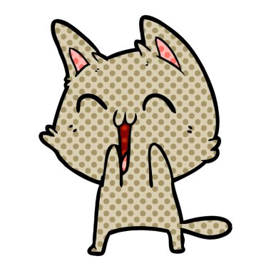 vektör çizim karikatür mutlu kedi