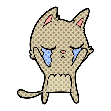 vektör çizim karikatür kedi ağlama