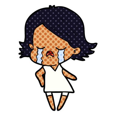 vektör çizim karikatür kız ağlıyor