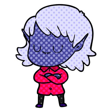 mutlu karikatür elf kızı