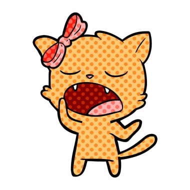 vektör çizim karikatür esneme kedi