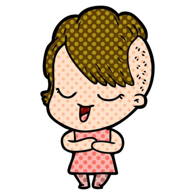 mutlu çizgi film kız vektör çizim