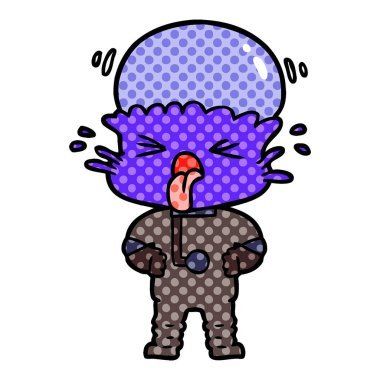 tiksinti çizgi film uzaylı vektör çizim