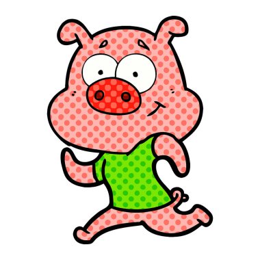 çalışan mutlu karikatür domuz