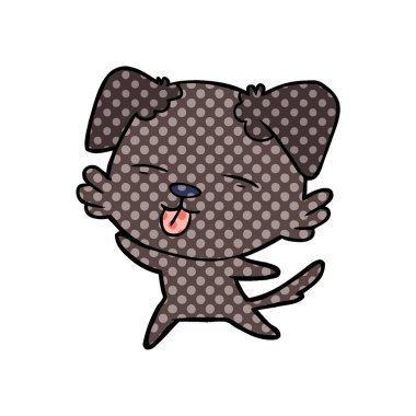 Çizgi filmdeki köpek dilini çıkartıyor.