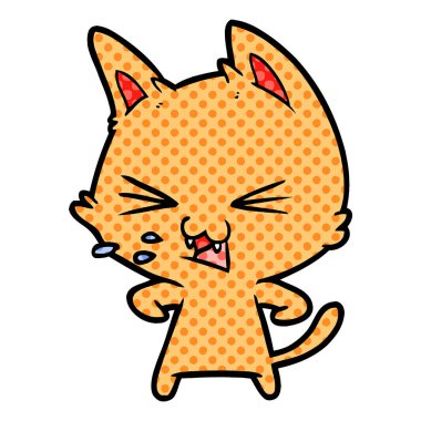 vektör çizim karikatür kedi tıslama