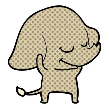 vektör çizim karikatür fil gülümseyen