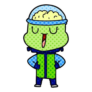 mutlu karikatür robot vektör çizim