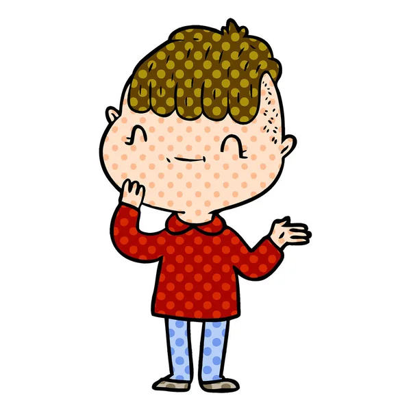 Vectorillustratie Van Cartoon Vriendelijke Jongen — Stockvector