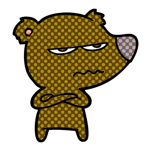 怒っているクマ漫画のベクトル イラスト — ストックベクタ
