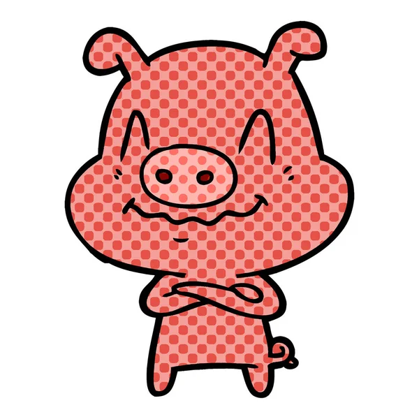 Illustration Vectorielle Cochon Dessin Animé Nerveux — Image vectorielle