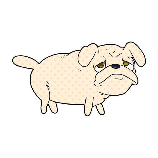 Cartoon Unhappy Pug Dog — Stock Vector