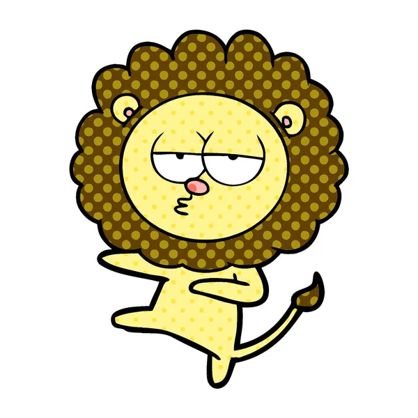 Dessin Animé Ennuyé Lion Danse — Image vectorielle