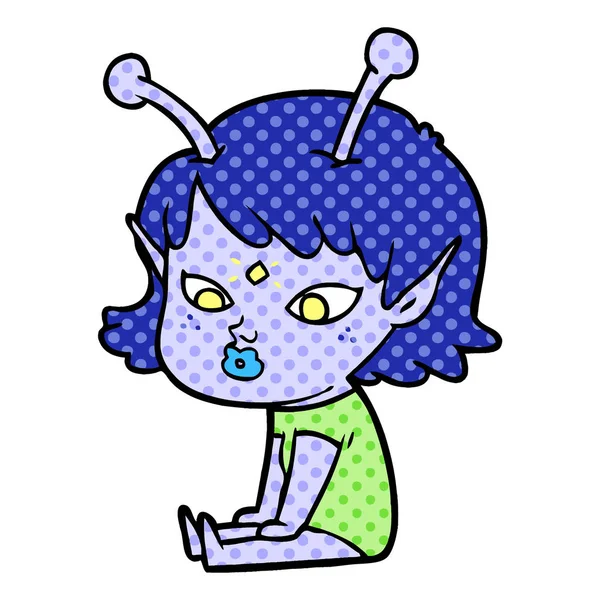 Pretty Cartoon Alien Girl — Stock Vector