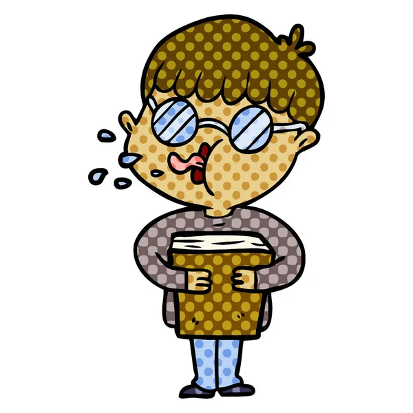 Niño Dibujos Animados Con Gafas — Vector de stock