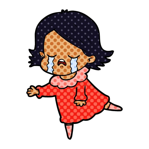 Vector Ilustración Dibujos Animados Niña Llorando — Vector de stock