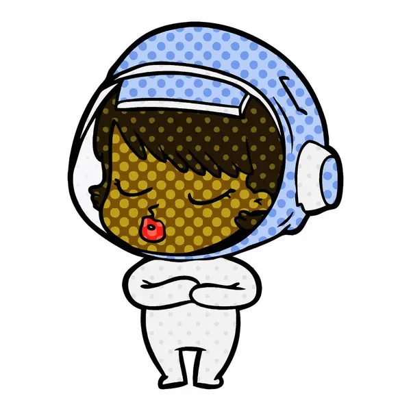 Desenho Animado Menina Astronauta Bonita — Vetor de Stock