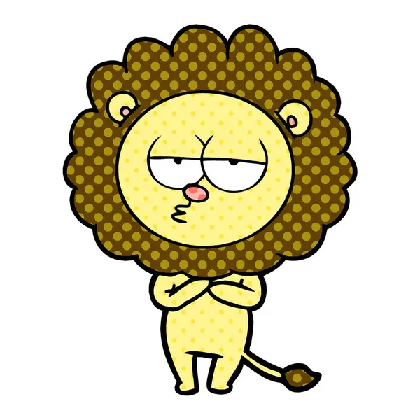 Vector Illustration Cartoon Tired Lion — Stock Vector