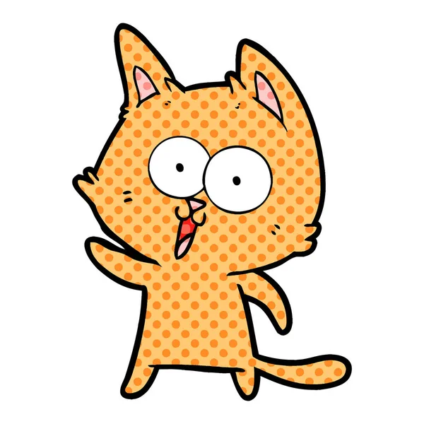 Vector Illustration Funny Cartoon Cat — Stock Vector