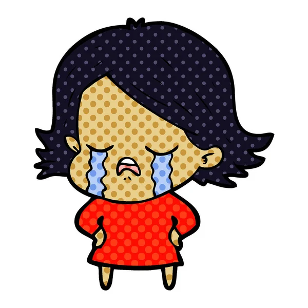 Vector Ilustración Dibujos Animados Niña Llorando — Archivo Imágenes Vectoriales