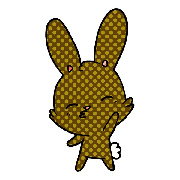 Nieuwsgierig Zwaaiende Bunny Cartoon — Stockvector